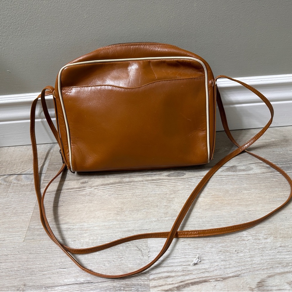 Vintage Holt Renfrew Brown Leather Crossbody Bag | Made in Italy
